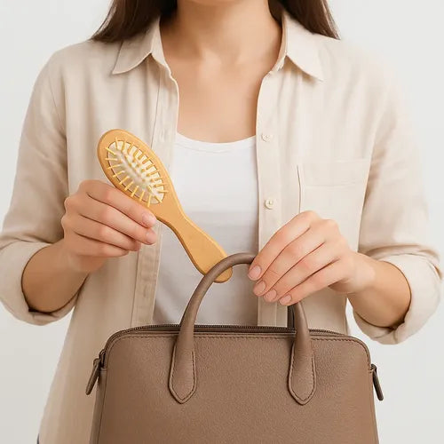 Kit 10 Mini Escovinha Cabelo Antifrizz Bolsa Viagem Brinde