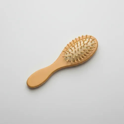 Mini Escova Madeira Natural Anti-frizz Portátil P/ Bolsa