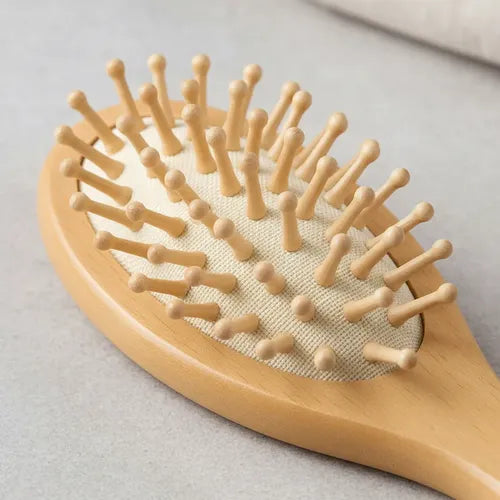 Mini Escova Madeira Natural Anti-frizz Portátil P/ Bolsa