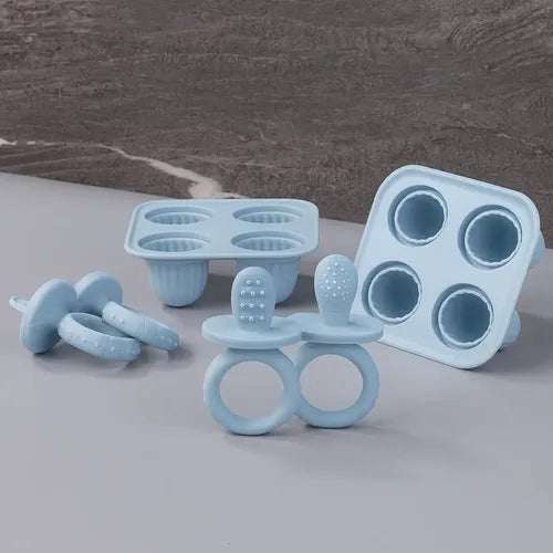 Kit Forma De Picolé Mordedor Bebê Silicone Premium Bpa Free
