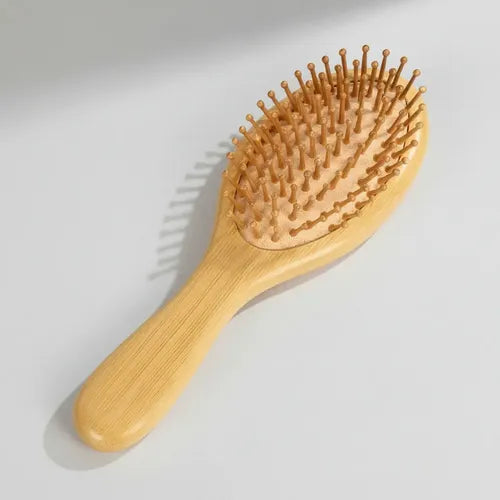 Escova Cabelo Raquete Bambu Anti Frizz Antiestática