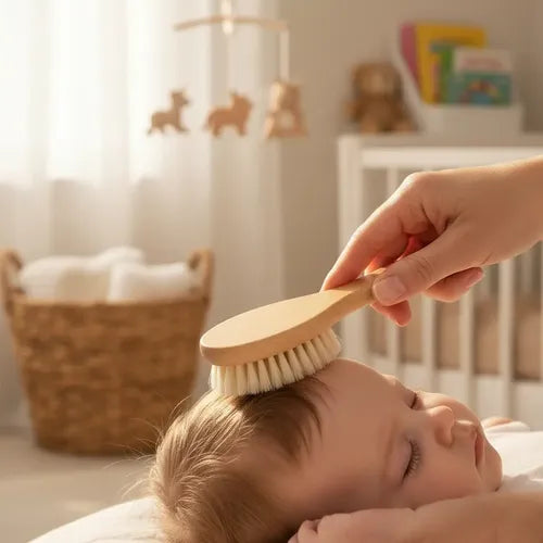 Kit Cabelo Bebê Bambu Cerdas Naturais 3 Peças