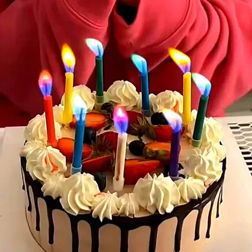 6 Velas Decorativas Chamas Coloridas Bolo Festa Infantil