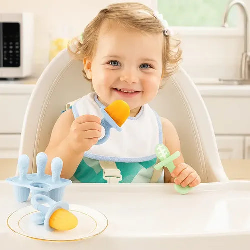 Kit Forma De Picolé Mordedor Bebê Silicone Premium Bpa Free
