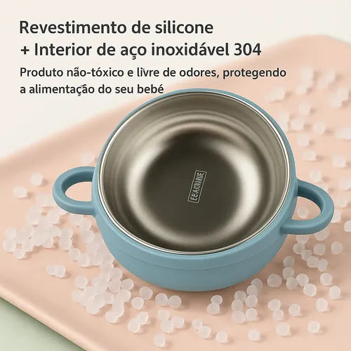 Tigela Infantil Inox Bowl Com Ventosa Antiderrapante