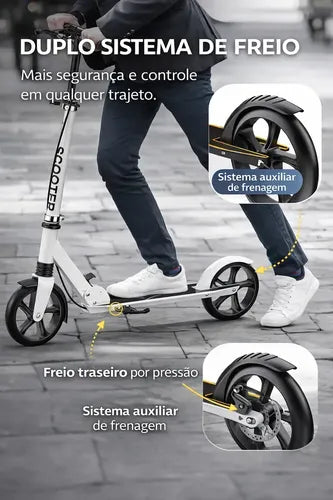 Patinete Scooter Profissional Jovem Adulto Dobrável 100kg