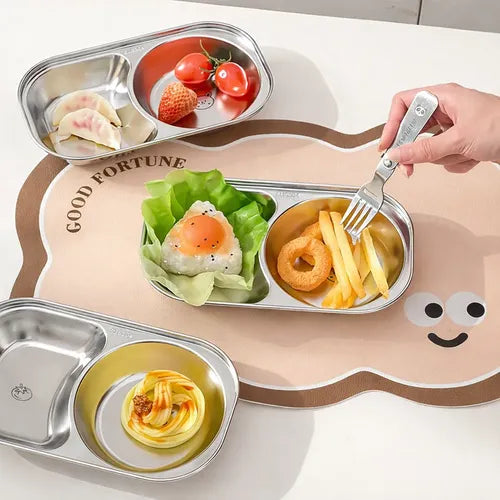 Prato Papinha Bebê Inox 304 Duplo Blw Infantil Livre Bpa