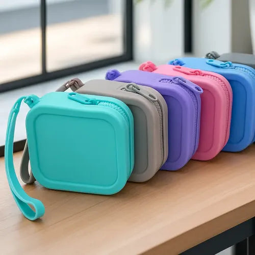 Mini Bolsa Silicone Impermeável Zíper Porta Objetos Praia