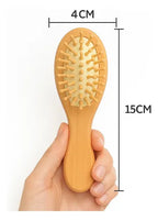 Kit 2x Mini Escovinha Bolsa Portátil Madeira Antifrizz