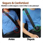 Kit 2 Ajustes Adaptador Cinto De Segurança Regulagem Durável Cor Preto Couro
