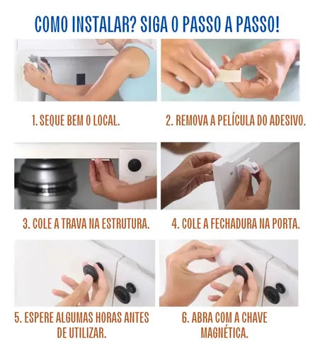 Kit 16 Un. Trava Magnética Segurança Infantil Armário Gaveta