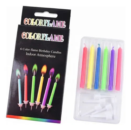 6 Velas Decorativas Chamas Coloridas Bolo Festa Infantil