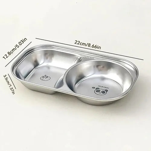 Prato Papinha Bebê Inox 304 Duplo Blw Infantil Livre Bpa