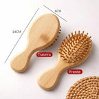 Escova Pequena Bambu Cabelo Anti Frizz Minimalista