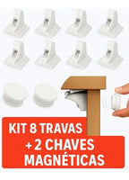8x Travas Segurança Bebê Gaveta Armário Anti Furto C/ Chave Oculta