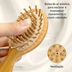 2x Mini Escova Antifrizz Bambu 14cm Para Bolsa