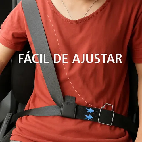 Kit 2 Ajustes Adaptador Cinto De Segurança Regulagem Durável Cor Preto Couro