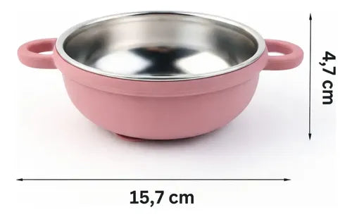 Tigela Prato Infantil Inox Ventosa Silicone Antiderrapante