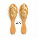 Kit 2x Mini Escovinha Bolsa Portátil Madeira Antifrizz