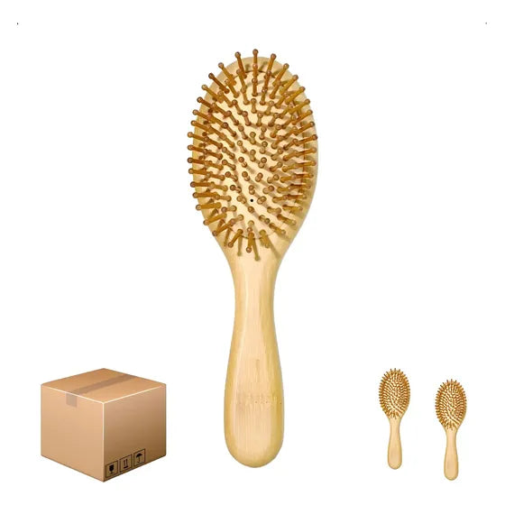 Kit 2 Escova Cabelo Bambu Anti Frizz Antiestático Ecológica