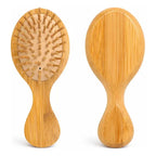 2x Mini Escova Antifrizz Bambu 14cm Para Bolsa