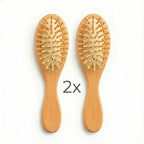 Kit 2x Mini Escovinha Bolsa Portátil Madeira Antifrizz